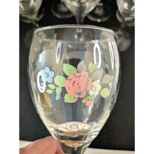 Set of 5 Vintage Pfaltzgraff Tea Rose Goblets – 10 oz Stemmed Drinking Glasses